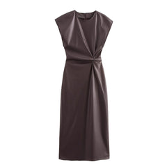 Faux Leather Knotted Dress