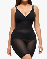 V-neck Mesh-paneled Seamless Tummy Control Hip Lift Bodysuit