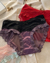 Colorblock Lace Mesh Sheer Panties