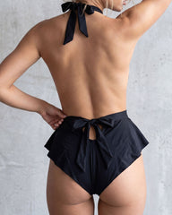 Deep V See-through Lace Ruffle Bodysuit Lingerie