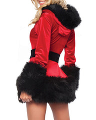 Christmas Cosplay Plush Hooded Long-Sleeved Dress Set