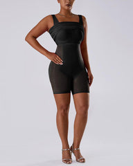 Solid Color Sleeveless Waist and Hip Lifting Long Dress With Built In Shapewear