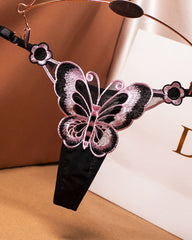 Butterfly Embroidered Low-rise Thong
