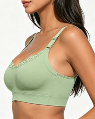 Women's Lace-Trimmed U-Shaped Wire-Free Seamless Comfort Bra