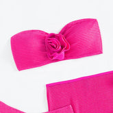 3D flower bandeau bikinis Sets three pieces with flower hollow out mini swimsuit bathing suit biquini