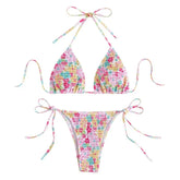 floral print halter bikinis Sets biquini thong Swimsuit Biquini conjunto de bikini tankiniwear