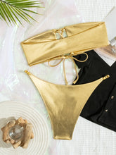 gold giltter bandage bandeau bikinis Sets two pieces thong swimsuit bathingwear biquini