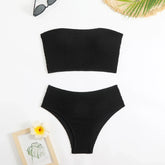ribbed bandeau bikinis Sets two pieces plain thong swimsuits bathingwear tankini biquini
