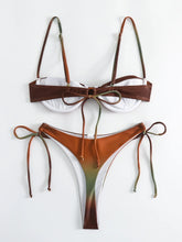 tie dye print bikinis Sets two pieces side tie swimsuit thong Swimwear Biquini conjunto de bikini tankiniwear