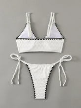 white black patchwork bikinis two pieces wave pattern tie thong bathing suit bikini Swimsuit Biquini tankini