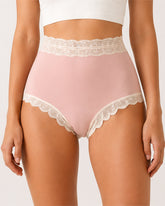 Pure Cotton High Waisted Seamless Lace-trimmed Panties