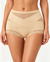 Women's High-waisted Crossover Lace Mesh Breathable Panties