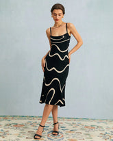 The Black Wave Knit Midi Dress