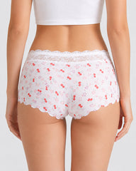 Six-Pack Seamless Ice Silk Lace Trim Print Boxer Briefs