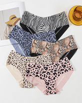 Animal Print Ice Silk Seamless See-through Mesh Panties