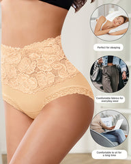 Women's High-waisted Tummy-controlling Lace Cotton Comfortable Breathable Panties