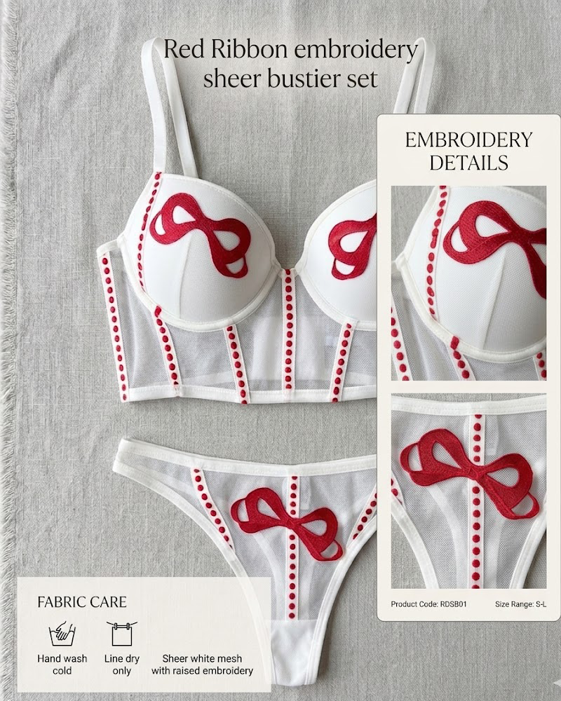 Embroidered Strappy Lingerie Set