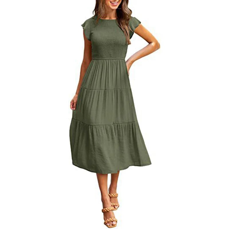 summer casual flowing short midi dress