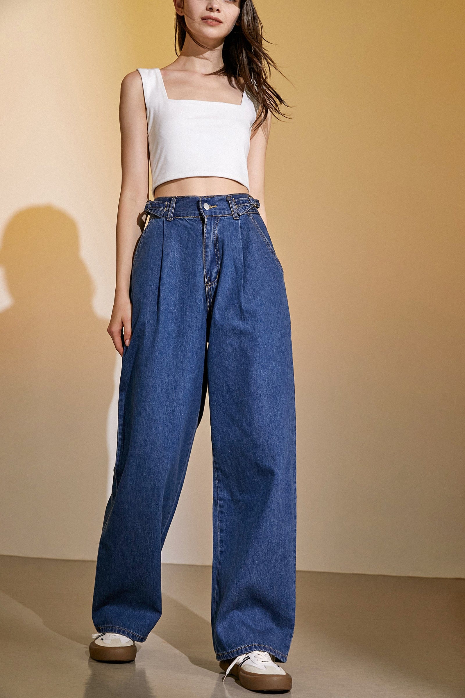 Royal Blue Full-Length Wide Leg Jeans