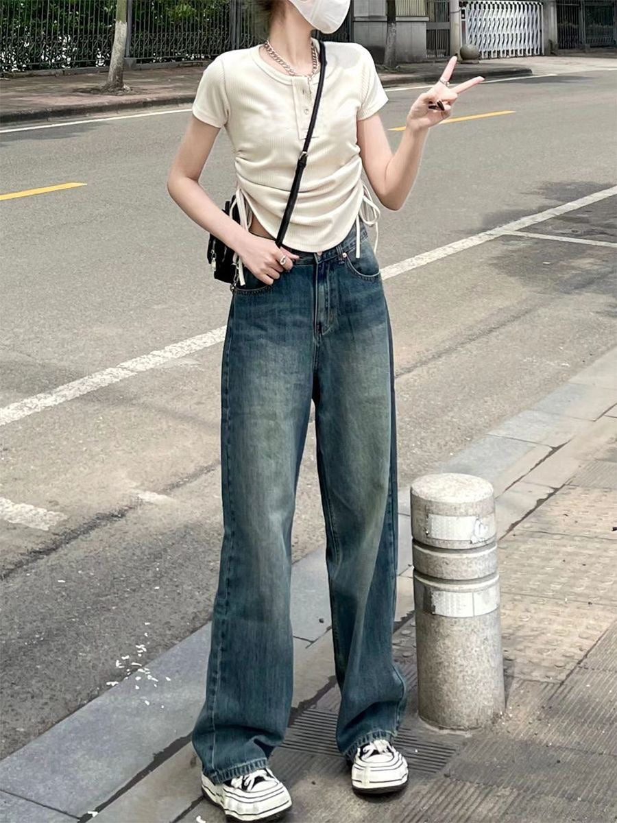 High Waisted Straight Leg Jeans