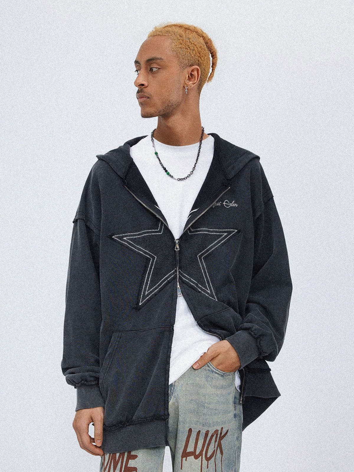 Star Washed Zip-up Hoodie