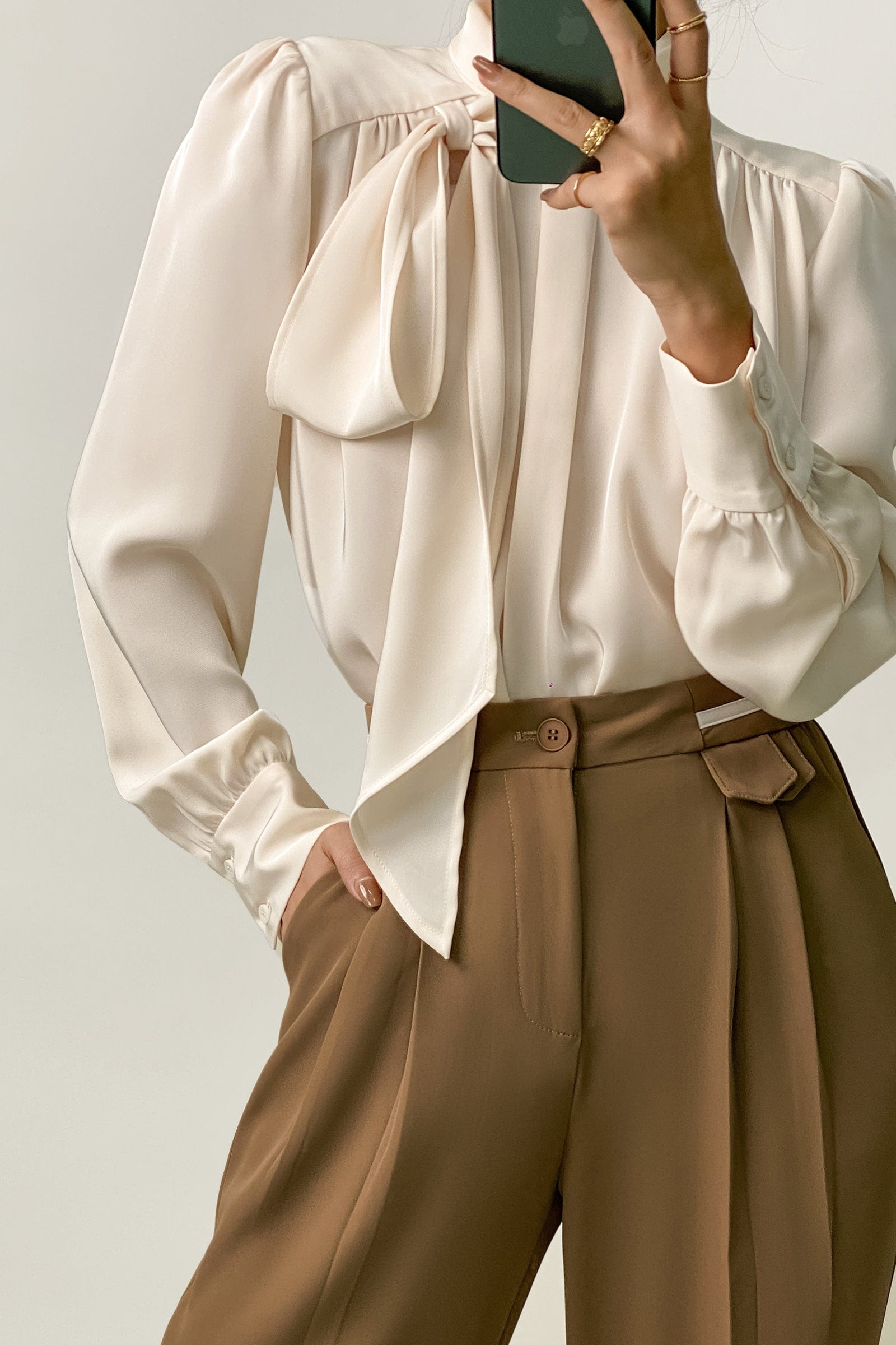 Dark Khaki Contrast Strap Detail Wide Leg Work Pants