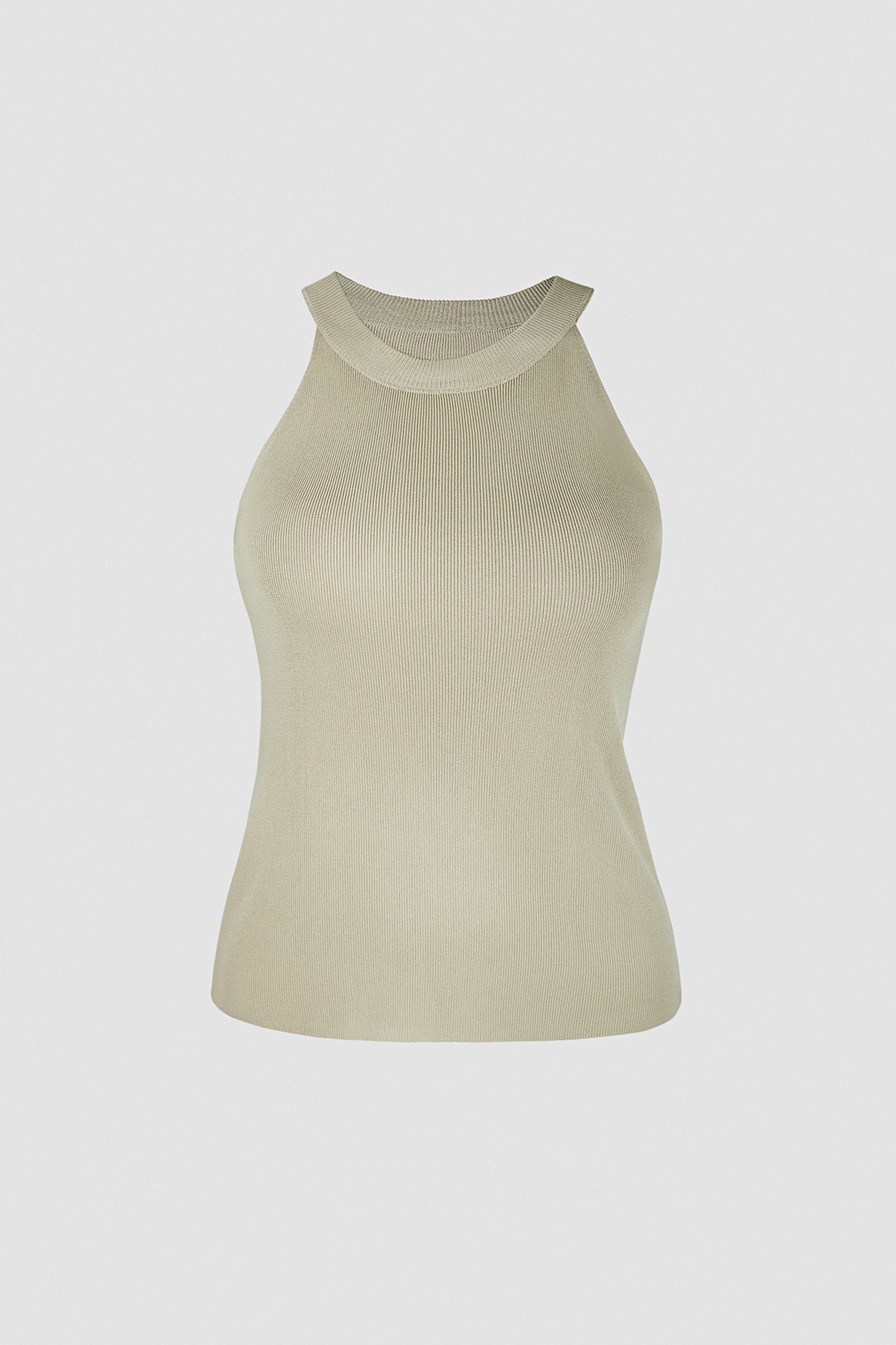 Tan Halterneck Knitted Longline Tank Top