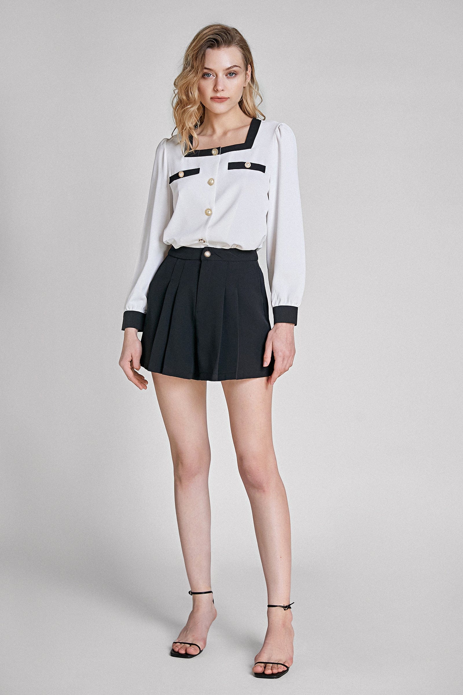 White Chiffon Contrast Trim Blouse