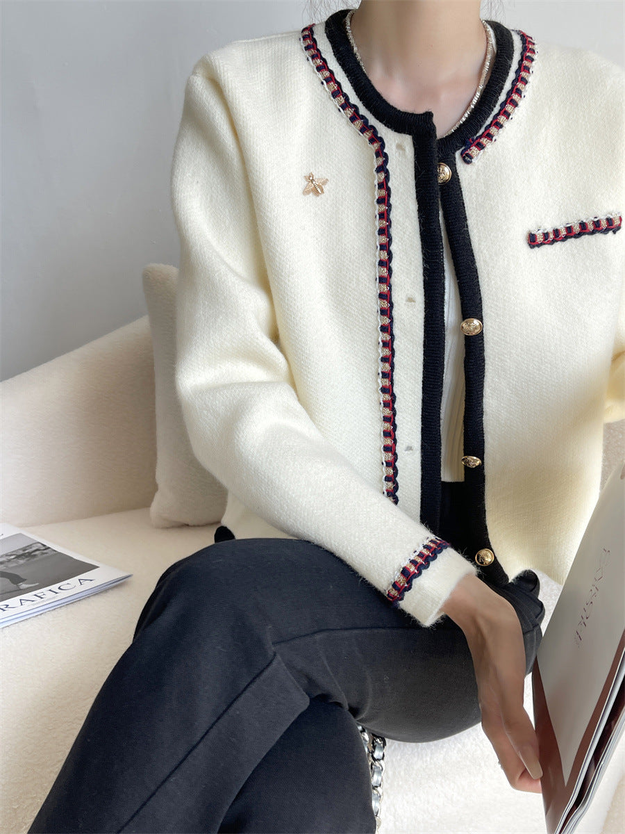 Long sleeve lady style knit cardigan coat sweater coat