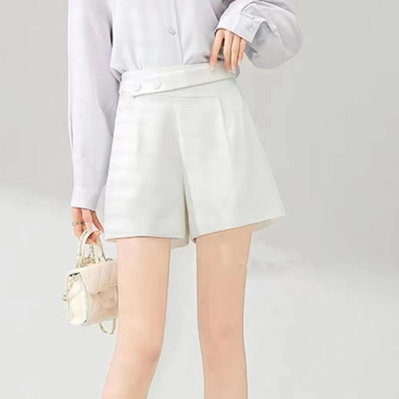 Asymmetric Waist High Rise Shorts