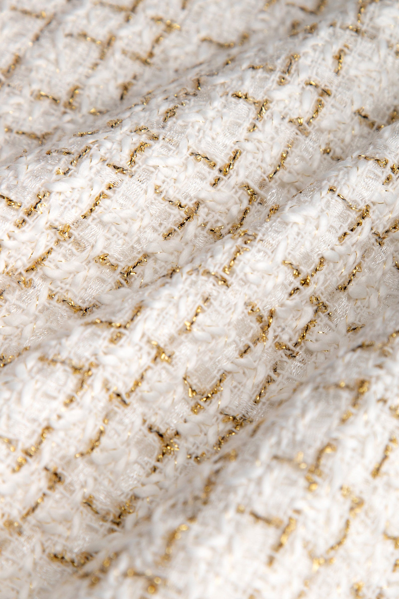 White Mesh Yoke Tweed Mini Dress