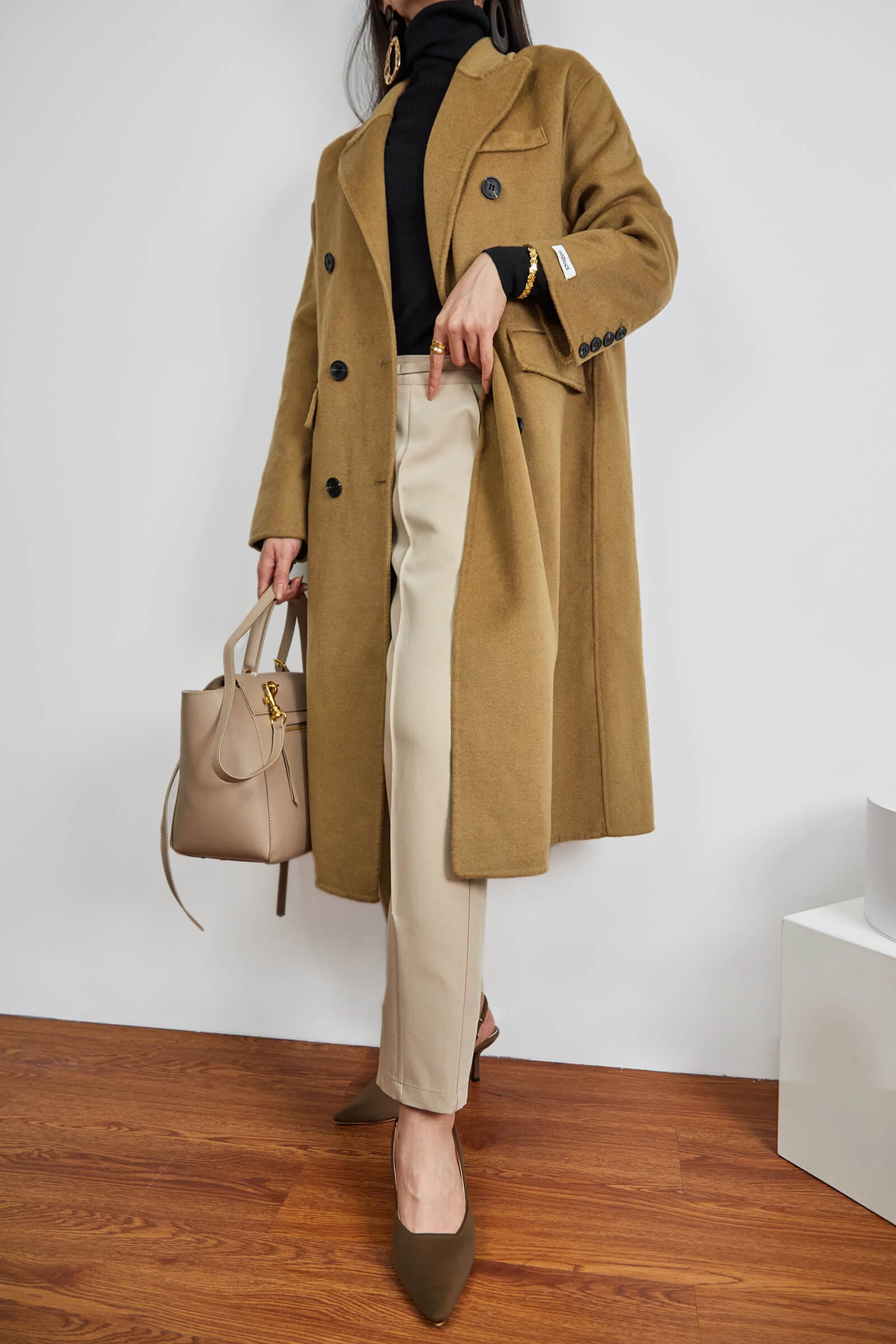 Peru Premium Wool Double-Breasted Longline Coat