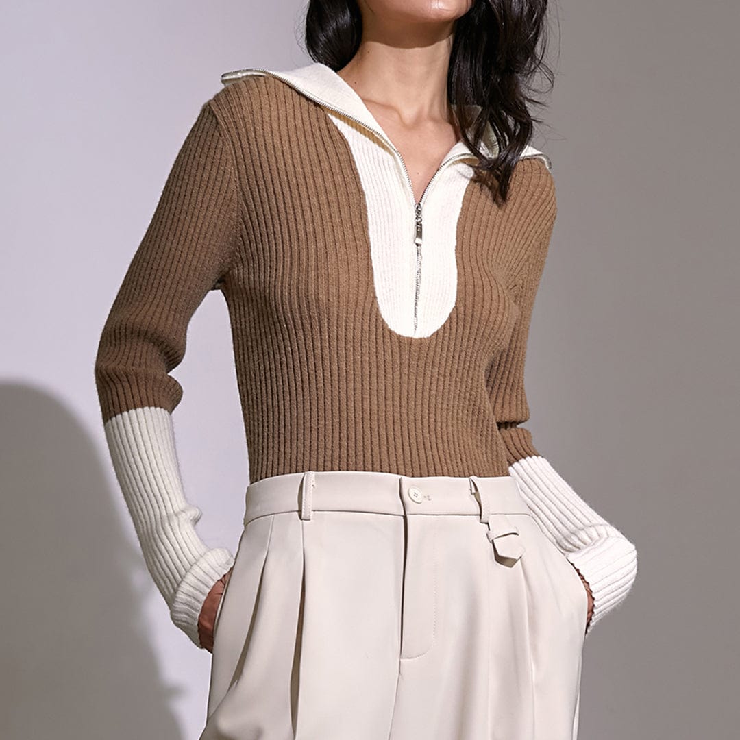 Yatzil Dark Golden Rod Premium Wool Contrast Sweater