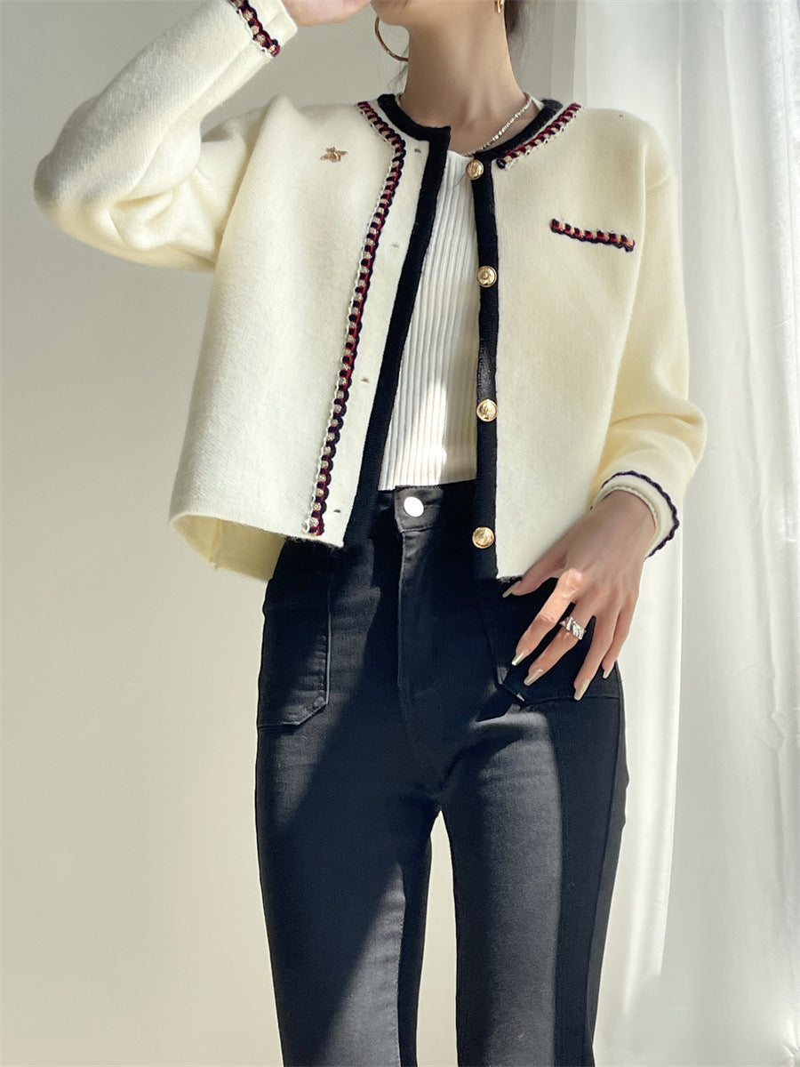 Long sleeve lady style knit cardigan coat sweater coat