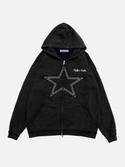 Star Washed Zip-up Hoodie