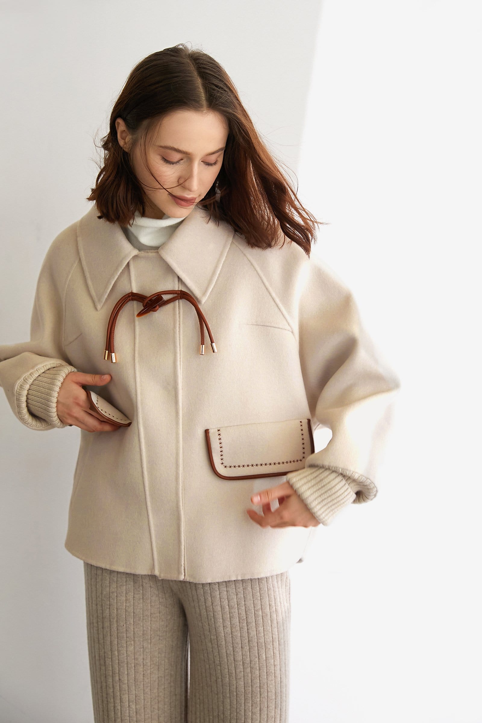 Fulvio Beige Premium Wool Single Breast Coat