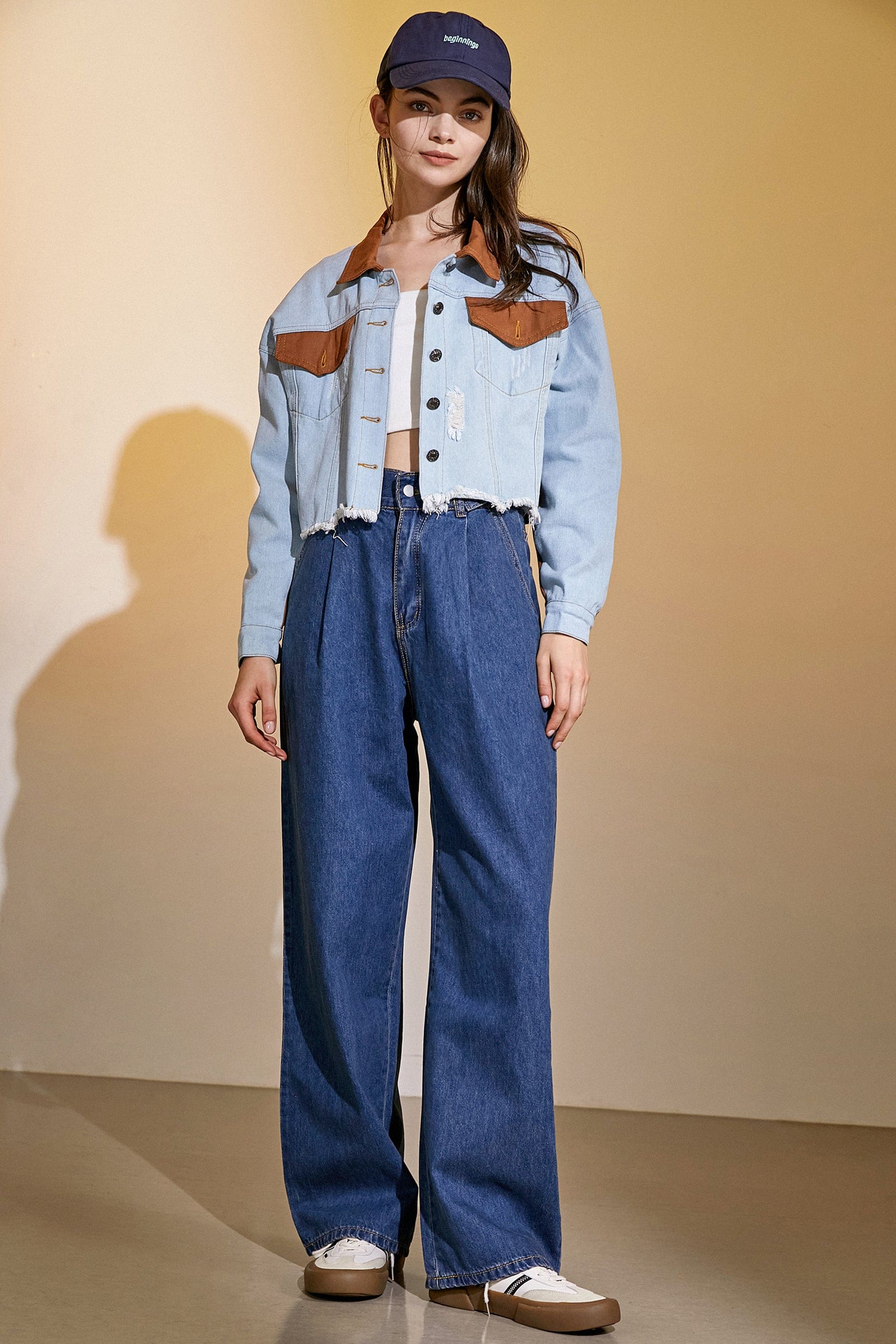 Royal Blue Full-Length Wide Leg Jeans