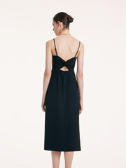 Back Twisted Spaghetti Strap Dress With Detachable Bra Pads