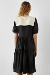 Kaylie Black Lapel Midi Dress