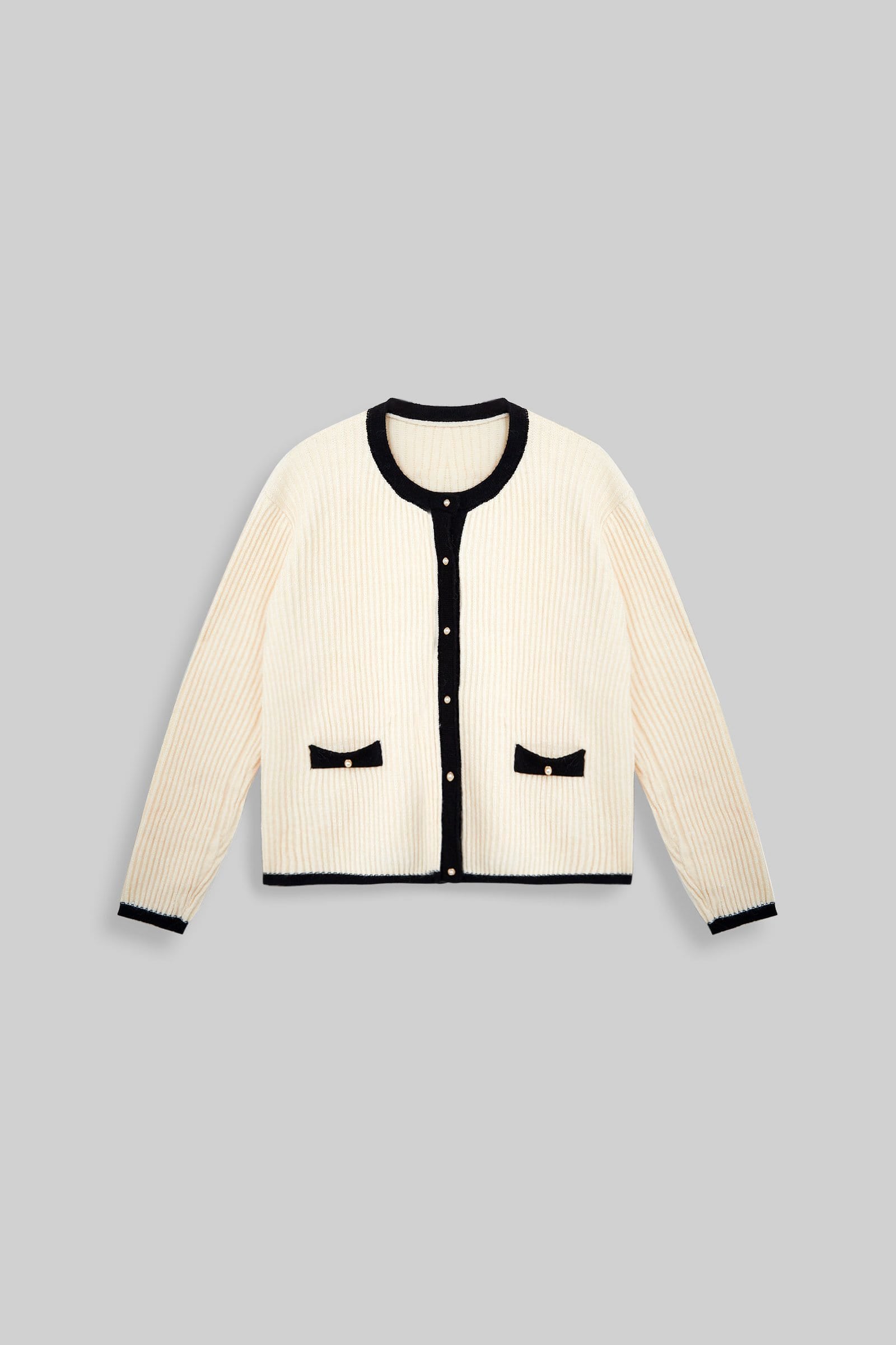 Leigha Beige Contrast knitted Cardigan