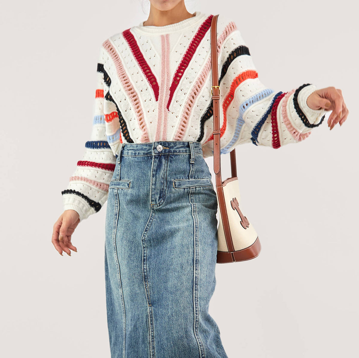 Beige Oversized Batwing Sleeve Sweater