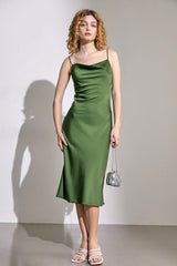 Norah Dark Green Slip Midi Dress