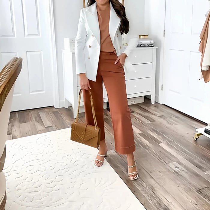 Stretch Twill Cropped Wide Leg Pants