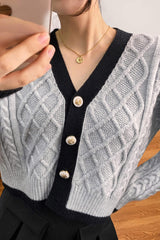 Hildagarde Grey Button-Up Cardigan