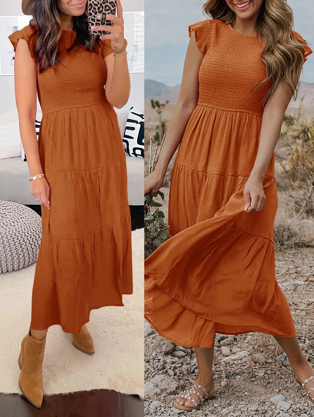 summer casual flowing short midi dress