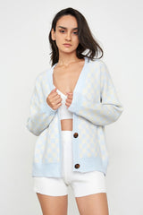 Jaycie Light Blue Plaid Cardigan
