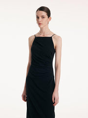 Pre-Order Ruched Waist Spaghetti Strap Dress With Detachable Bra Pads