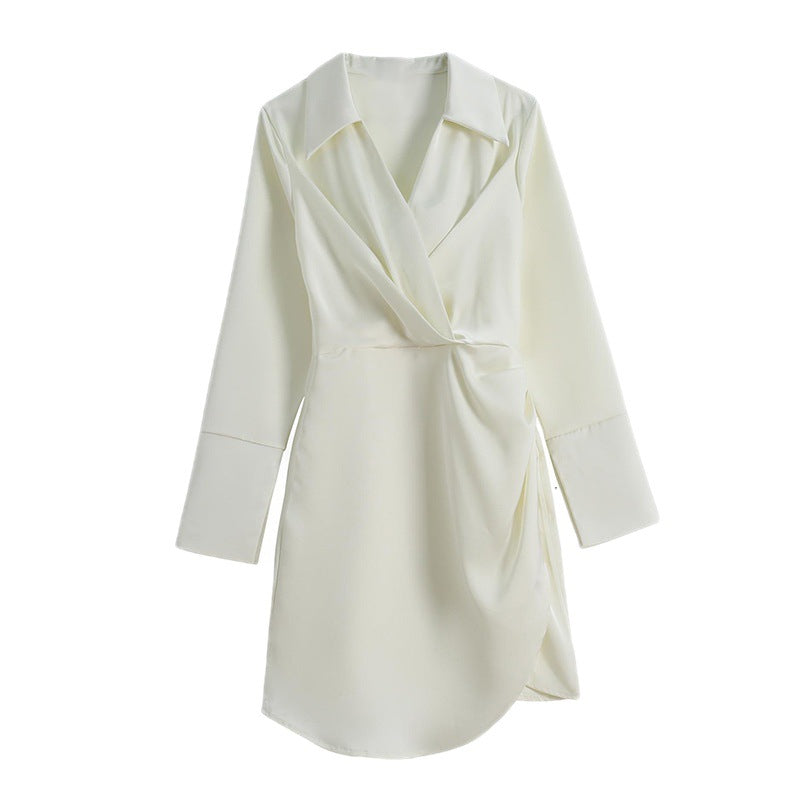Ivory Pleat Detail Button Front Shirt Dress