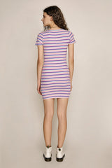Multicolor Striped Rib-Knit Bodycon Mini Dress