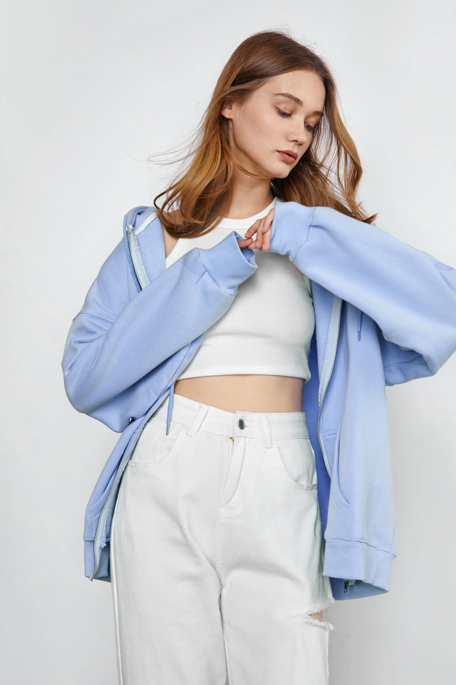 Hendrik Light Blue Zip Up Hoodie